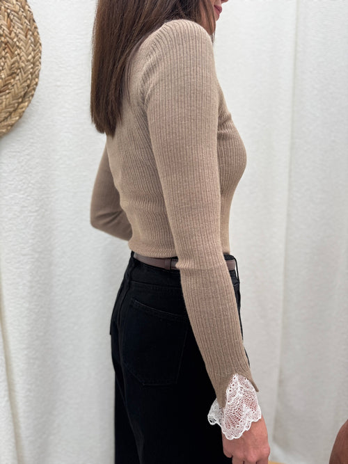 PULL FIN AZELIE TAUPE