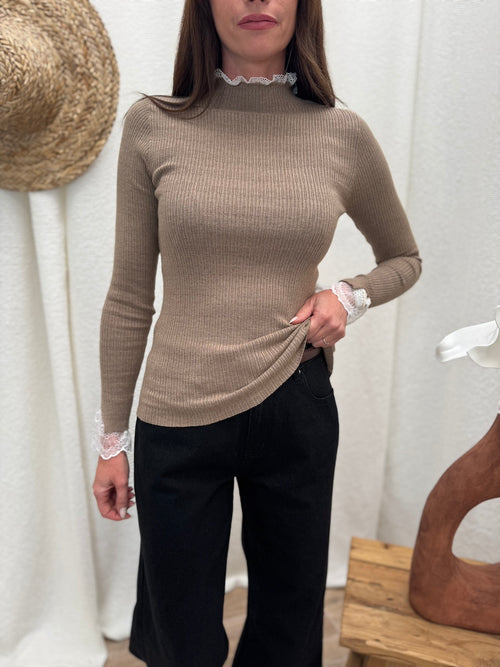PULL FIN AZELIE TAUPE