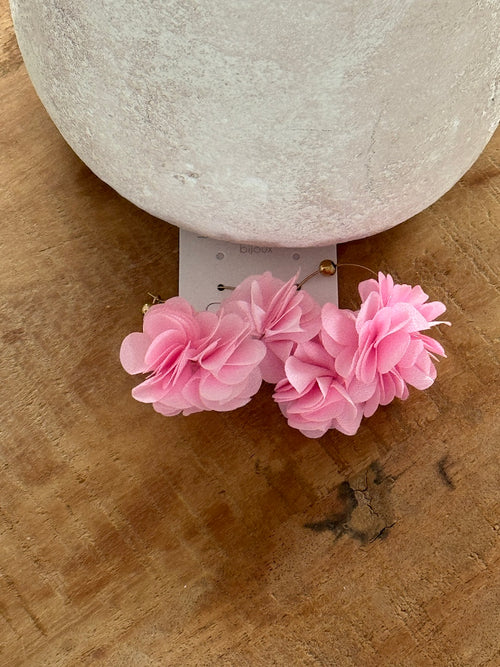 BOUCLES OREILLES FLEUR ROSE