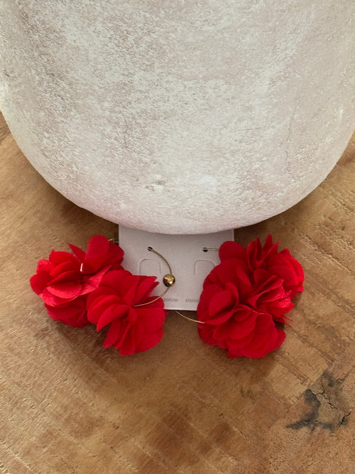 BOUCLES OREILLES FLEUR ROUGE