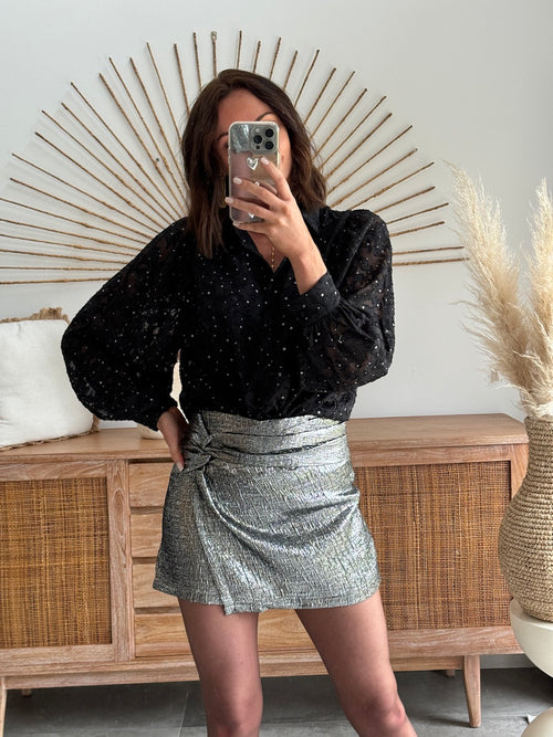 JUPE SHORT LIVIO ARGENT