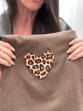 ECHARPE COEUR LEOPRARD TAUPE