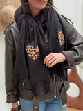 ECHARPE COEUR LEOPRARD NOIR