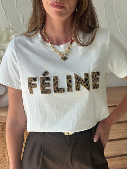 TEE SHIRT FELINE BLANC
