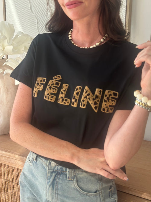 TEE SHIRT FELINE NOIR