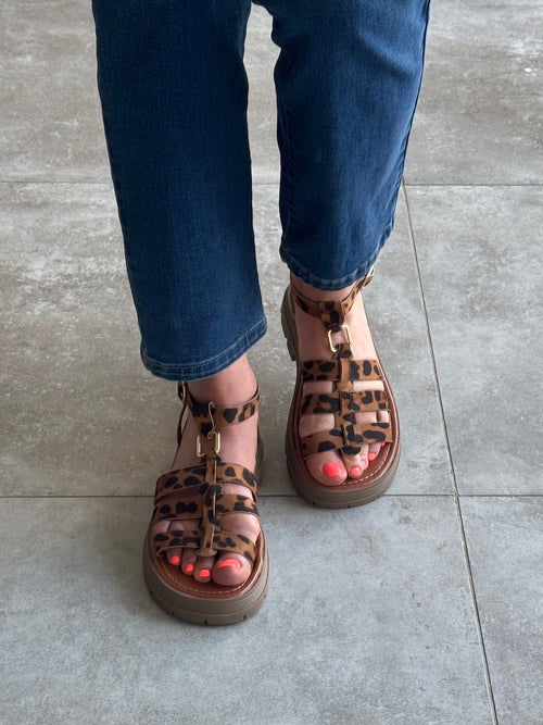 SANDALES PRISCA LEOPARD