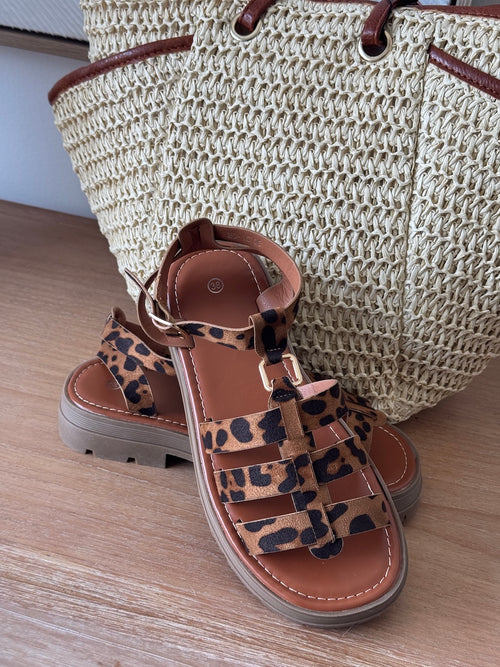 SANDALES PRISCA LEOPARD