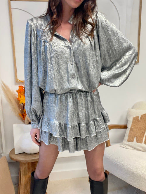 JUPE-SHORT GLORY ARGENT