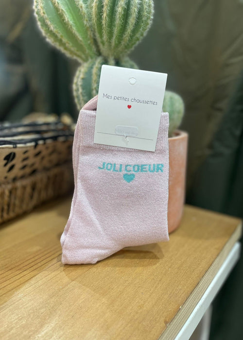 CHAUSSETTES JOLI COEUR ROSE PALE