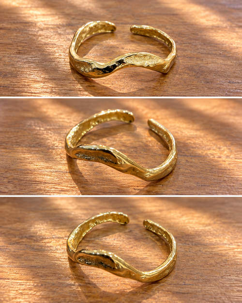 Bague femme dorée en acier inoxydable taille unique – VAIA – photo 1