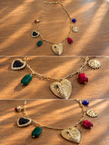 Collier à breloques cœur doré et couleurs réglable – LOVY – photo 1