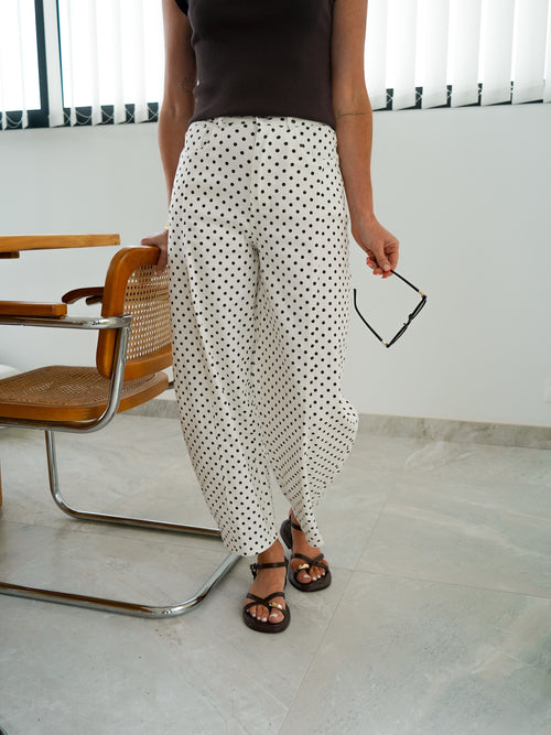 JEANS PETITS POIS BLANC
