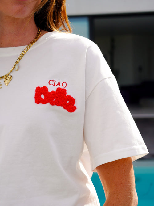 TEE SHIRT CIAO BELLA ROUGE