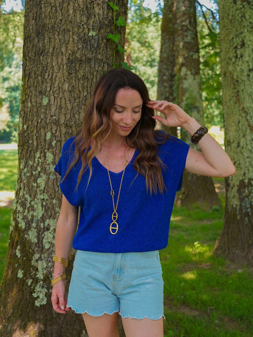 PULL FIN BESSY BLEU ELECTRIQUE