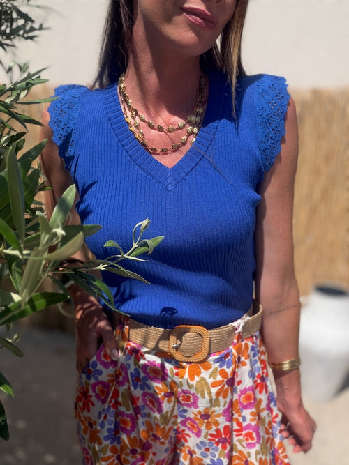 TOP AGATHE BLEU ELECTRIQUE