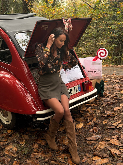 JUPE SHORT LOUISY MARRON