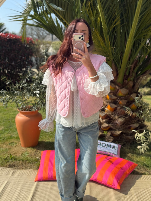 GILET LOUISE ROSE PALE