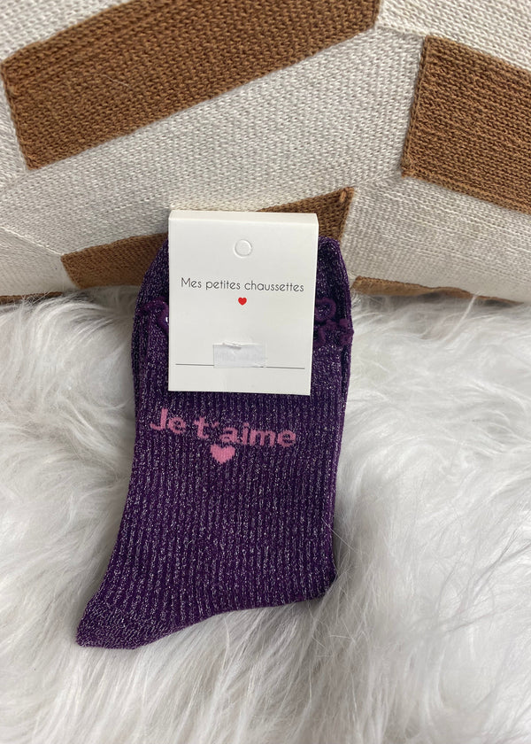 CHAUSSETTES JE T'AIME VIOLET