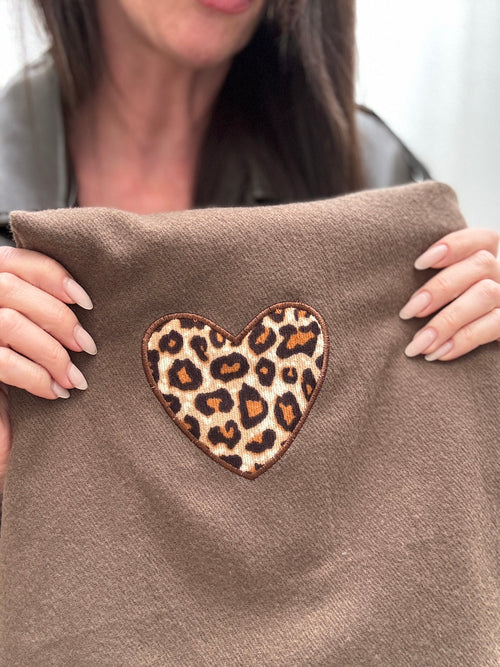 ECHARPE COEUR LEOPRARD TAUPE