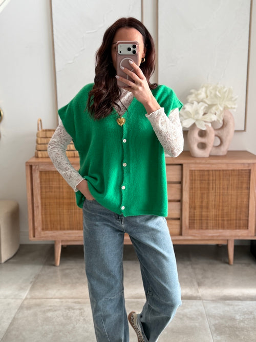 GILET CARINE VERT BRESIL