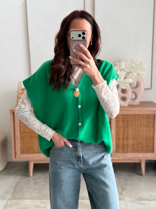 GILET CARINE VERT BRESIL