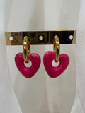 BOUCLES D'OREILLES HEART FUSHIA