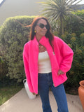 Veste effet bouclette rose zippée poches – MAYLI – photo 1