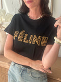 TEE SHIRT FELINE NOIR