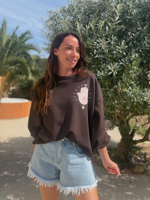 SWEAT AMORE MARRON