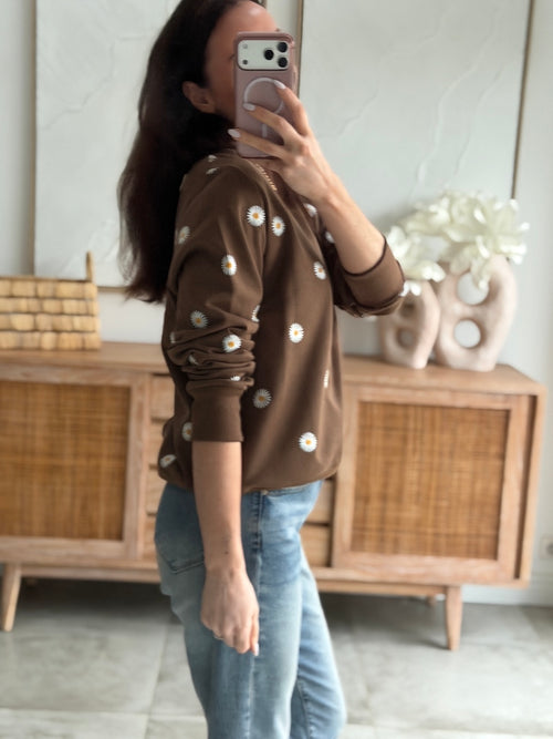 SWEAT PAQUERETTE MARRON