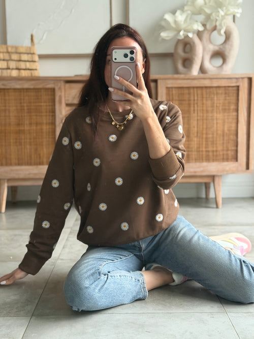 SWEAT PAQUERETTE MARRON