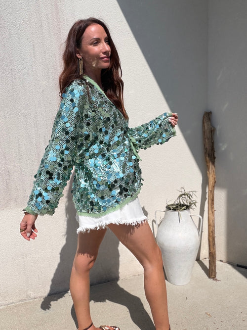 TOP CELESTE VERT