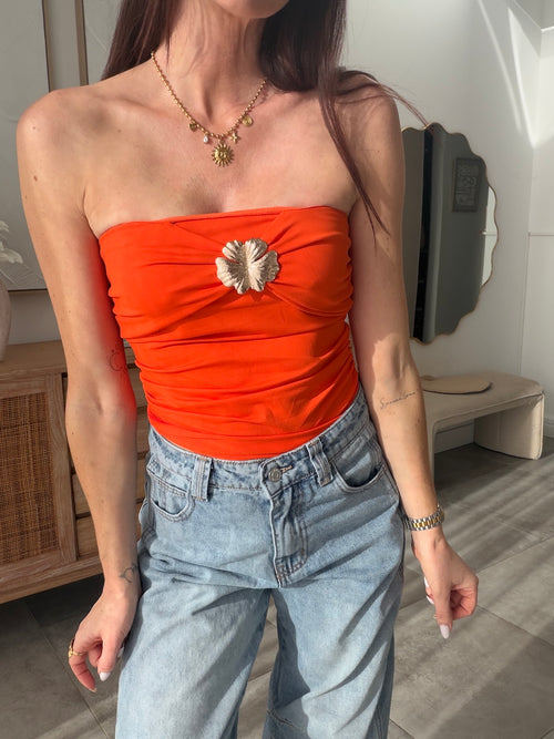 BUSTIER FLOWER ORANGE