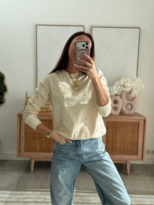 SWEAT PAQUERETTE BEIGE