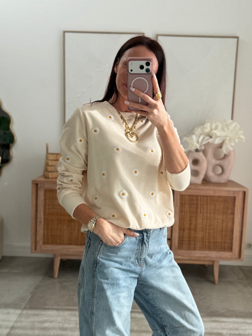 SWEAT PAQUERETTE BEIGE