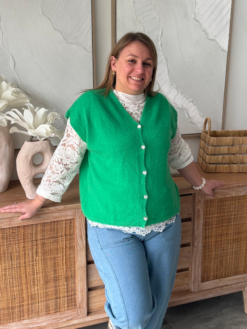 GILET CARINE VERT BRESIL