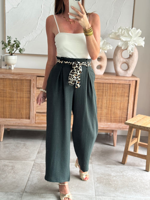 PANTALON VICKA VERT BOUTEILLE