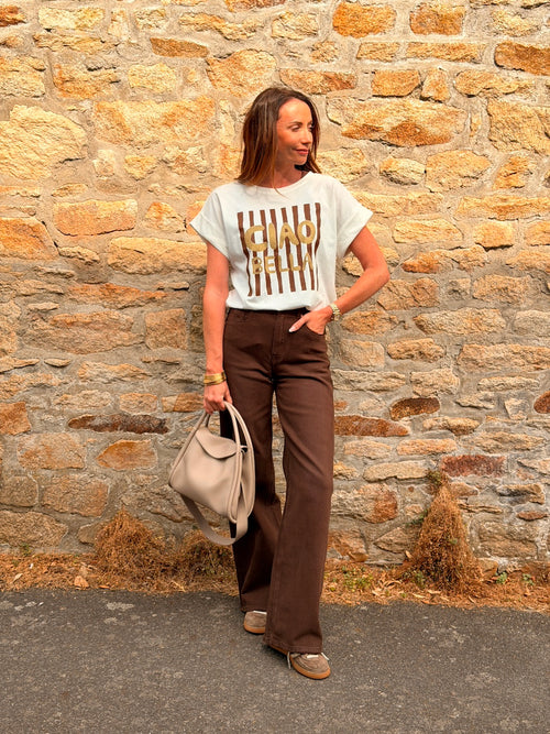 TEE SHIRT CIAO BELLA MARRON