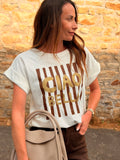 TEE SHIRT CIAO BELLA MARRON