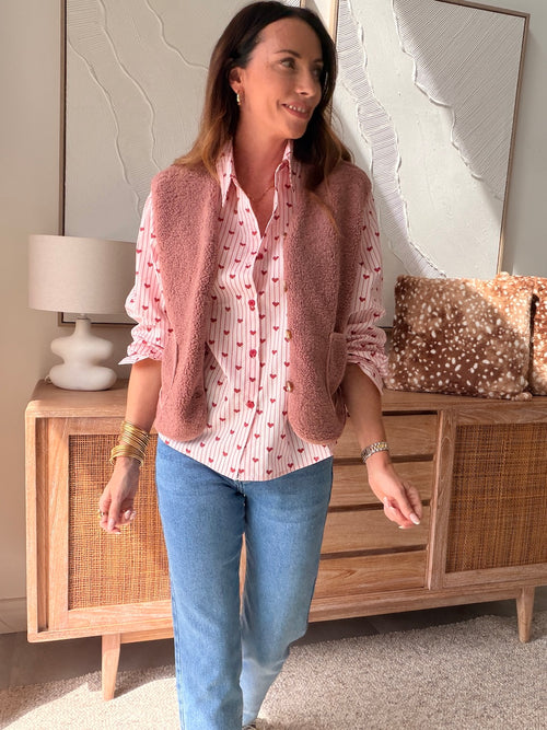 GILET ANAIS VIEUX ROSE