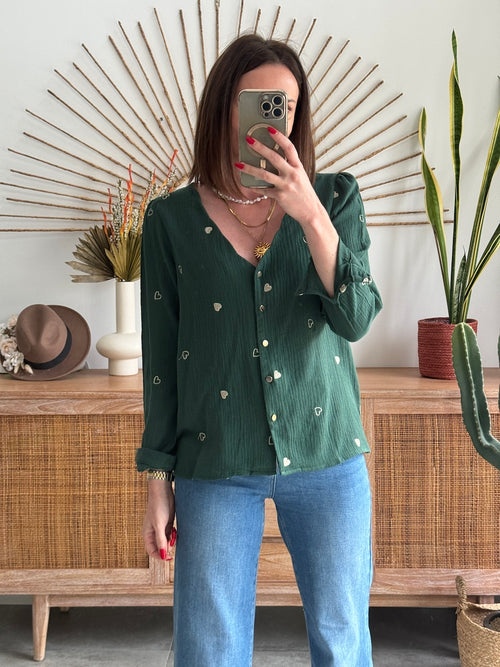 BLOUSE VERONICA VERT SAPIN