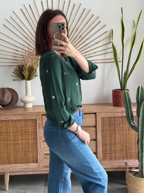 BLOUSE VERONICA VERT SAPIN