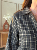 Robe courte à carreaux noire col V fluide – ALIZEE – photo 2