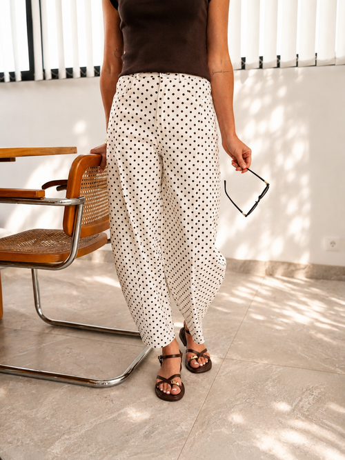 JEANS PETITS POIS BLANC