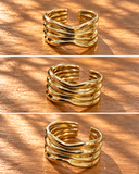 Bague multirangs ouverte réglable dorée acier inox – AZRA – photo 1