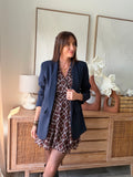 Blazer femme marine coupe ajustée doublure à pois – LOANE – photo 1