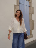 Blouse blanche col V manches longues – DORIA – photo 1