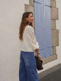 Blouse blanche col V manches longues – DORIA – photo 3