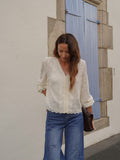 Blouse blanche col V manches longues – DORIA – photo 5