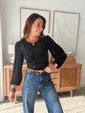 Body manches longues transparent léopard noir pailleté – RACHELLE – photo 1